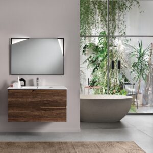 Mobile Bagno sospeso Bora Ciciriello cm.100 con Specchio, Lavabo e Lampada a led
