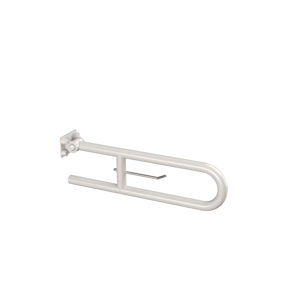 Maniglione Barra ribaltabile con bloccaggio e porta rotolo 84cm