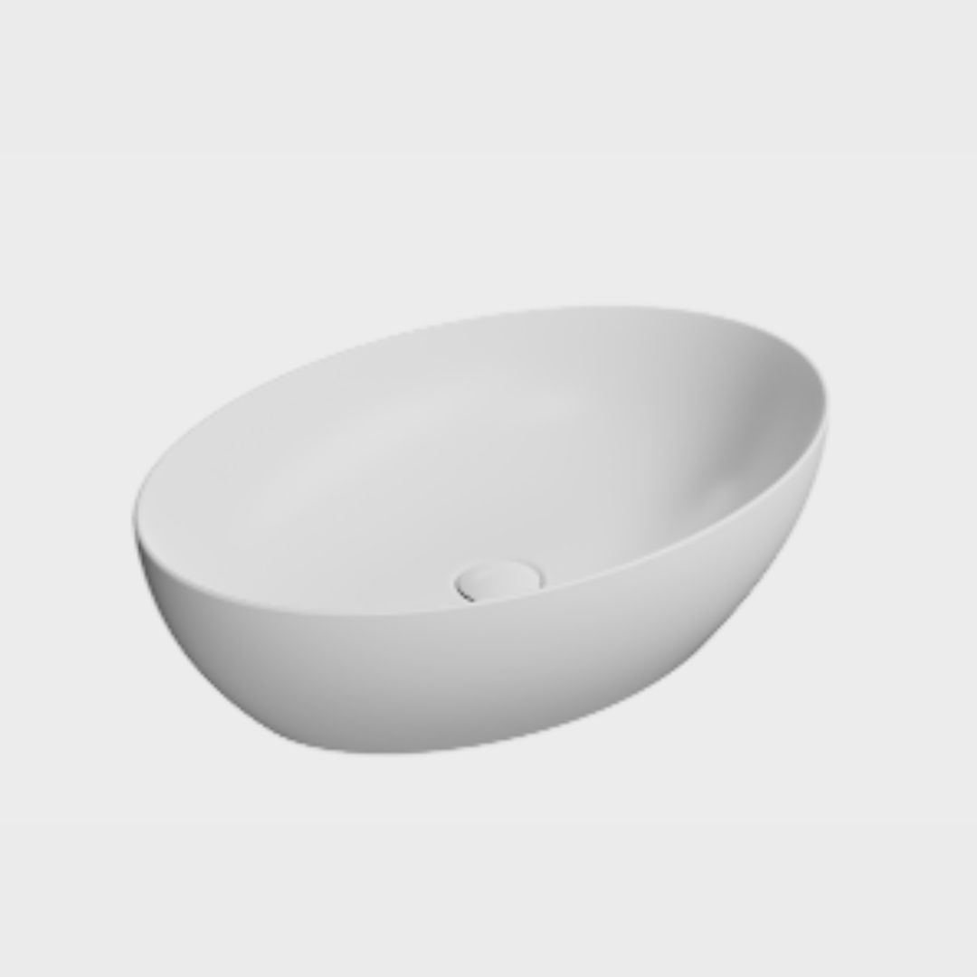 Lavabo D'Appoggio Ovale 60x42 H:16 GSI Bianco Opaco
