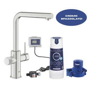 GROHE Blue Pure MintaCromo Spazzolato Rubinetto multifunzione con filtro a 5 fasi taglia S e doccetta estraibile